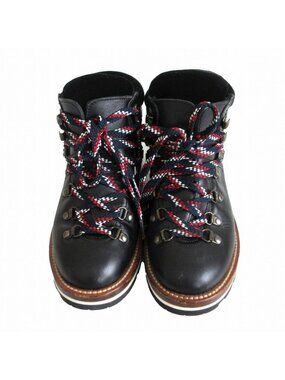 Moncler Boots Leather Trekking Work Shoes Black